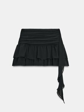 Zara Pleated Ruffle Skort - Black